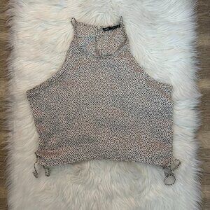Zara Leopard Cinched Side Pull String Halter Crop Top *Excellent Condition*